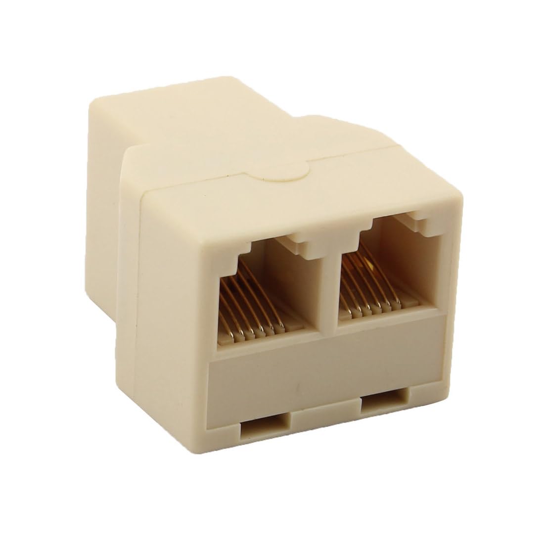 uxcell® Home RJ12 6P6C 1 Female to 2 Female Port Telephone Wire Cable Connector Splitter Beige