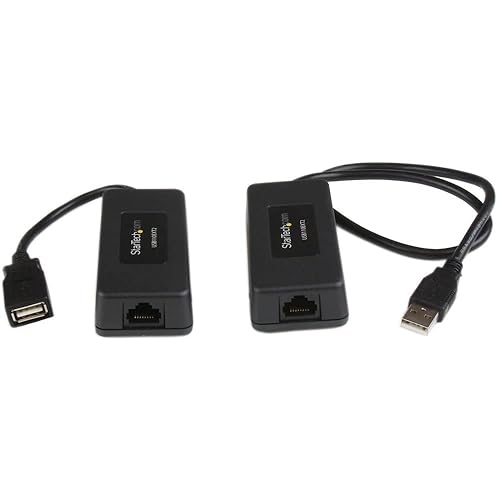 StarTech.com 1-Port USB 1.1 Extender - Up to 131 ft (40 m) Over Cat5/Cat6 Extension - Up to 12 Mbps USB 1.1 Ethernet Extender (USB110EXT2) Black