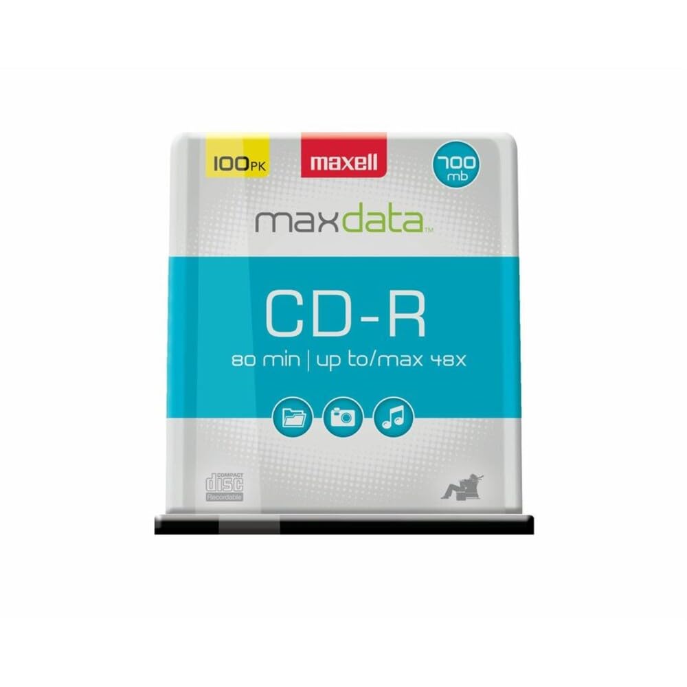 Maxell 648200, Premium Quality Noise free Surface Playback Recordable CDs 700Mb Storage - 2x to 48x, Write Speed 80 minutes - Blank CDs, CD Storage