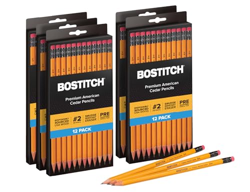 Bostitch Office Premium #2 Pencils, American Cedar Wood, Pre-Sharpened, HB Graphite, 60-Pack