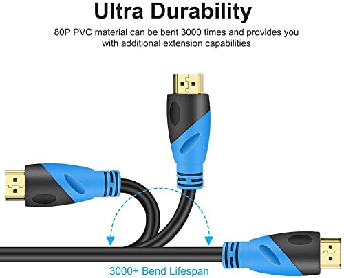 Rommisie 4K HDMI 50 FT Cable (HDMI 2.0,18Gbps) Ultra High Speed Gold Plated Connectors,Ethernet HDMI Cord, 4K@60HZ 2K 1080P 3D ARC Compatible with UHD