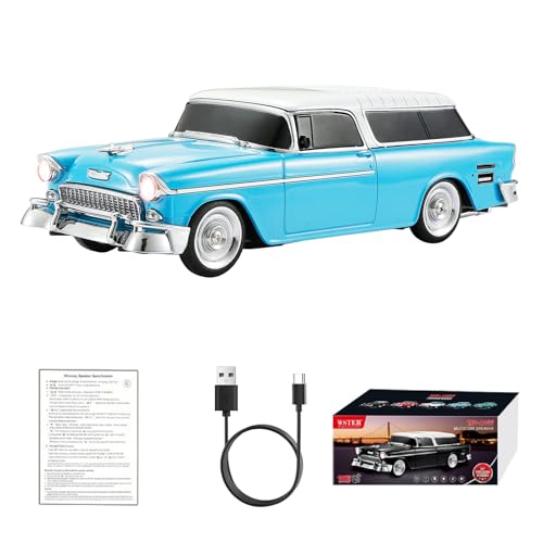 WSTER WS-1955 Retro Sedan Bluetooth Replica Speaker - Portable Wireless Car Model with HD Sound, TWS, FM, LED Party Light, USB/TF, Type-C, Hands-Free