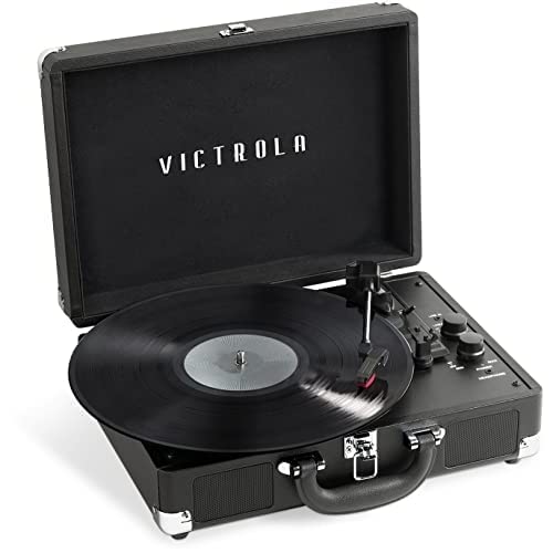 Victrola Journey+ Cassette - 3-Speed Bluetooth Suitcase Turntable with Built-In Speakers, Cassette Player & Vinyl Stream Technology, RCA Output & Aux