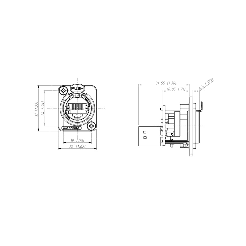BESCOOS Toronce RJ45 Ethercon Cable Mount Connector (Socket-B 3 Pack)