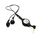 BLACK Retractable Stereo Headset Wired Dual Earbuds Earphones with Microphone for MetroPCS LG Optimus L90, MetroPCS Nokia Lumia 635, MetroPCS Samsung…