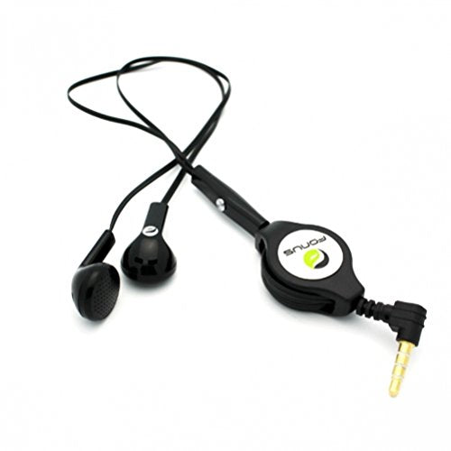 BLACK Retractable Stereo Headset Wired Dual Earbuds Earphones with Microphone for MetroPCS LG Optimus L90, MetroPCS Nokia Lumia 635, MetroPCS Samsung…