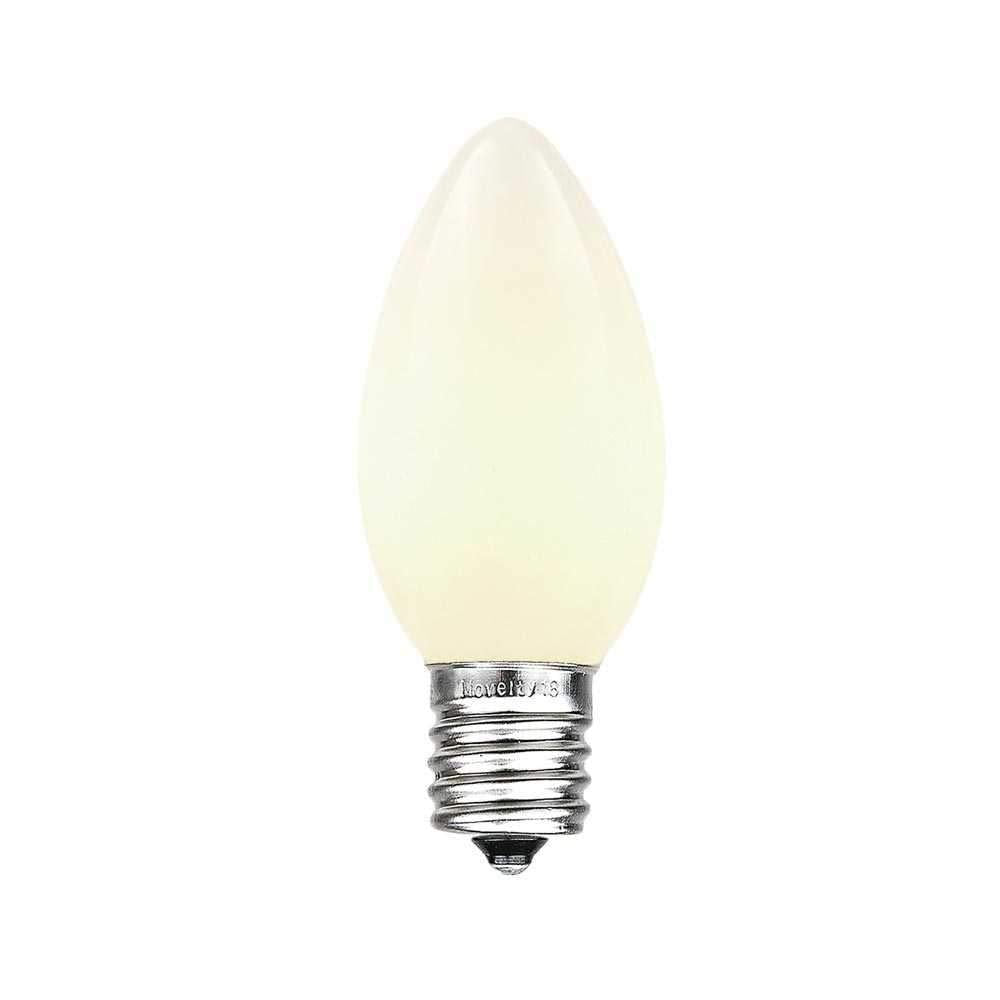 Novelty Lights 25 Foot C9 White Ceramic Christmas String Light Set - Outdoor Christmas Light String - - Opaque Christmas Bulbs - Roofline Light String