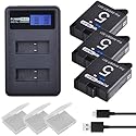 PowerTrust 3X AHDBT-501 Battery for GoPro Hero 5/6/7/8 HERO5 Black,Hero 6,HERO6 Black,Hero 5,HERO7 Black,Hero 2018 + LCD Dual USB Charger with USB