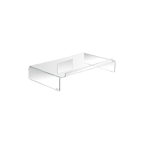 Kantek Acrylic Computer Monitor Stand with Keyboard Storage, Holds up to 50 Pounds, 21.25" x 11.9" x 3.4", Clear