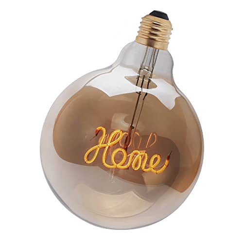 runquiz Vintage LED Filament Bulb Decorative Globe, E26 Base, G125 Edison Bulb Home Shape, Dimmable, 4W(40W Equivalent), 2200K Warm White, Amber Glass