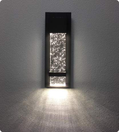 Ciata Wall Sconce Lighting -Integrated LED Reflects Warm White Lighting Through Bubble Glass -Indoor/Outdoor Rectangular Wall Light Fixture -Modern