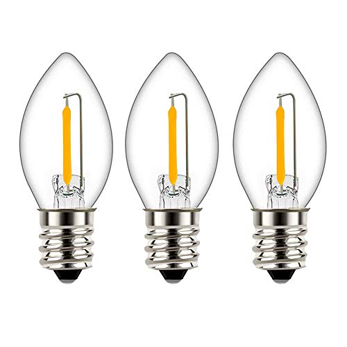 Tsunetani-C7 Edison LED Filament Mini Night Light Replacement Bulbs 0.5W Equivalent to 5 Watt Incandescent - E12 Candelabra Base 2700K Warm White