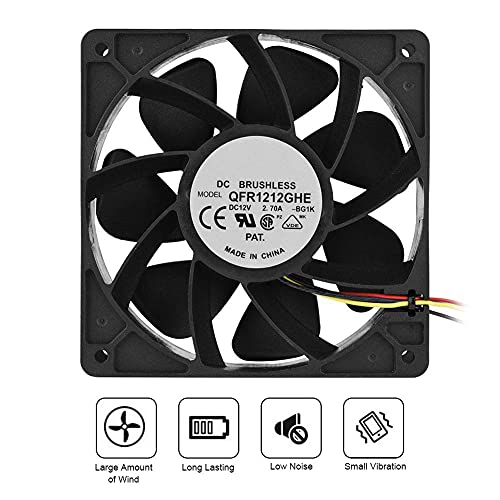 DC 12V 2.7A 6000RPM Cooling Fan Replacement 4 Pin Connector for Antminer S7 S9 with Speed Sensor Server Inverter Axial Case Cooling Fan