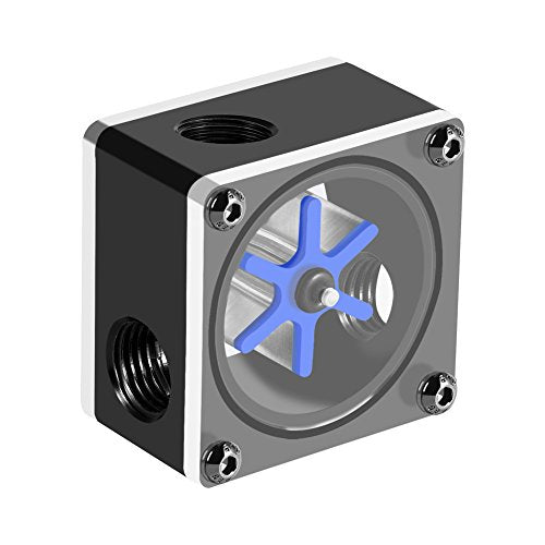 Wendry PC Water Meter Indicator, G1/4 Thread Computer Water Cooling Meter, 6 Impeller 3-Way Meter for PC Water Cooling System