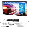 Pyle Projector Screen with Stand - 80'' 16:9 HD 4K Portable Lightweight Freestanding Foldable Indoor Outdoor Movie Projection Display with Frame