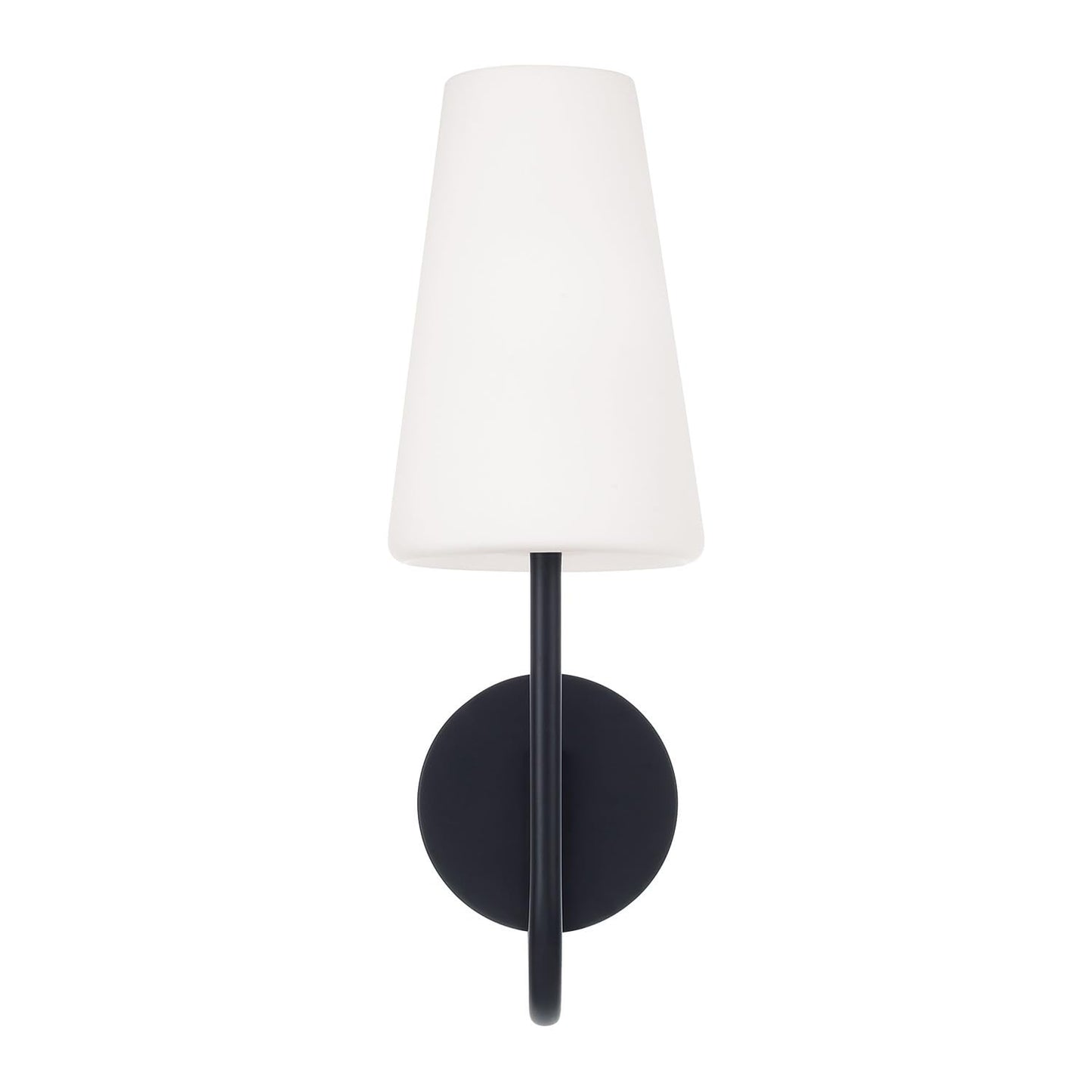 Capital Lighting 655211MB-550 Averitt Soft White Glass Wall Sconce, 1-Light 60 Watt, 17" H x 6" W, Matte Black