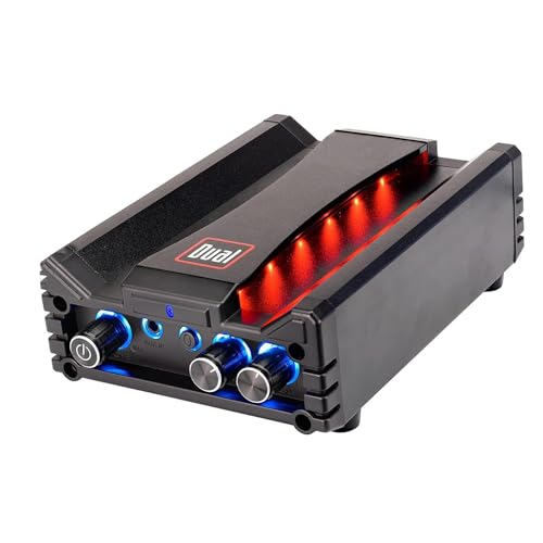 Dual Electronics DBTMA100 Black Micro 2 Channel Class-D Amplifier | 3.5 mm AUX Input | Stereo RCA Outputs | 100 Watts Peak Power | Up to 100ft