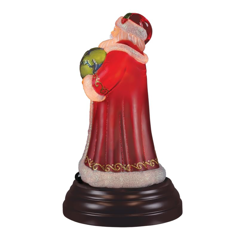 Old World Christmas World Peace Santa Lighted Figurine, Christmas Decoration with Glitter, Festive Light Up Tabletop Holiday Display