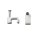 Square Cable Clips with Steel Nail, 8mm White 50pcs/Pack, Cable Management Wall Holder, Fit For Ethenet Cable/Coaxial Cable/Telephone