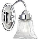 Progress Lighting 1-Light Clear Prismatic Glass Traditional Bath Vanity Light, Fluted Glass Collection, Indoor, P3287-15, Polished Chrome