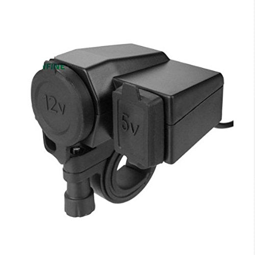 12V Car Charger Motorcycle Handlebar Clamp Charger Waterproof IP67 Charger Cigarette Lighter USB Power Port Outlet Socket Charger