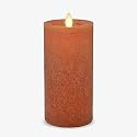 Luminara Sea Glass Flameless Candle, Harvest Pumpkin 3" x 6.5", Moving LED Flame Pillar with Timer, Battery Operated, Real Wax, Unscented Home Décor