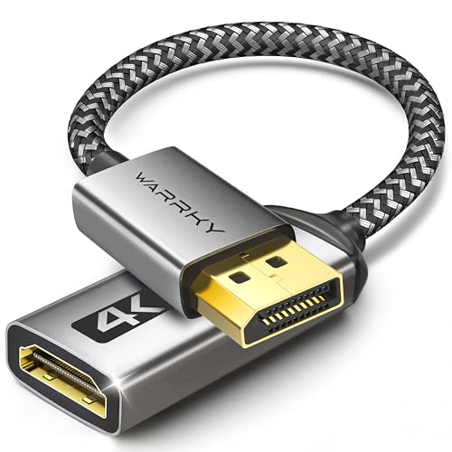 Warrky 4K DisplayPort to HDMI Adapter, Uni-Directional [Metal Case, Gold-Plated Pins] Display Port Source to HDMI Monitor Converter 1080P@120Hz
