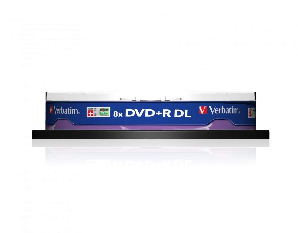 Verbatim 43666 8.5GB 8X Double Layer DVD+R Matt Silver - 10 Pack Spindle