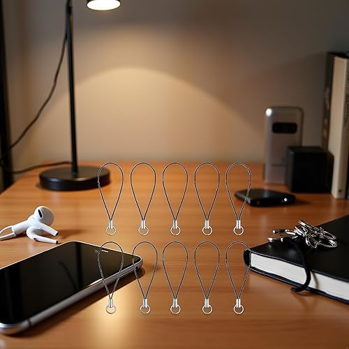 Jowxsx 10 Pieces Black Cell Phone Lanyard Strap with Silver Split Ring, Cell Phone Charms, Hand Wrist Strap Lanyard for USB Flash Drive, for MP3