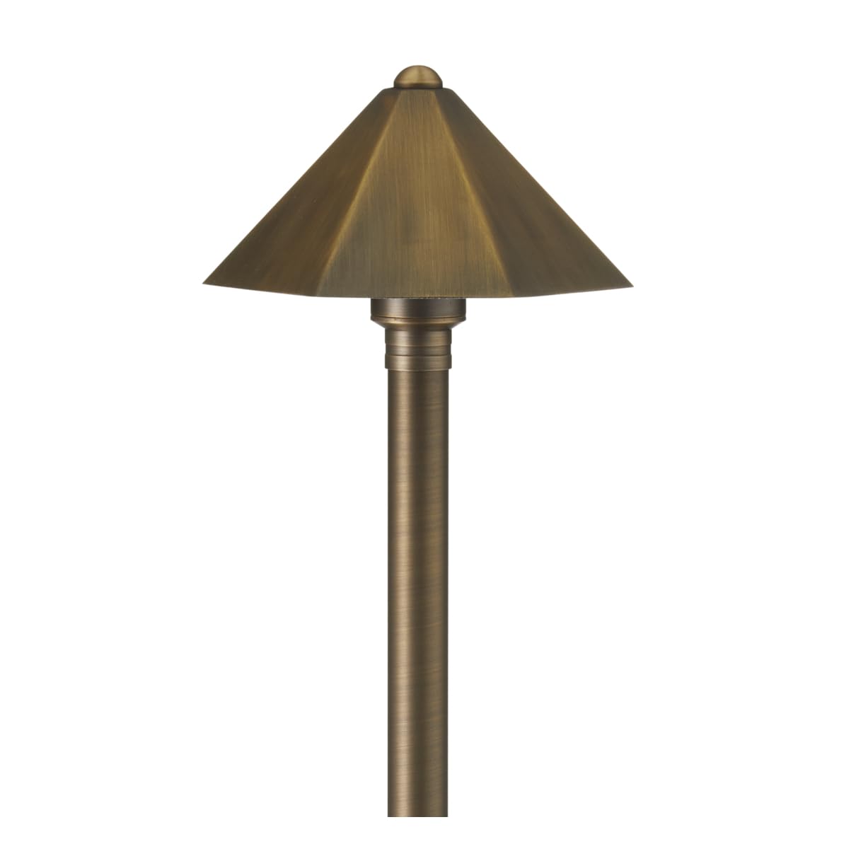 VOLT Parasol 12V Brass Path Light (25" Tall, 7" Shade) with 3W 2700K Warm White G4 LED Bulb for Low Voltage Landscape Lighting on Outdoor Pathway