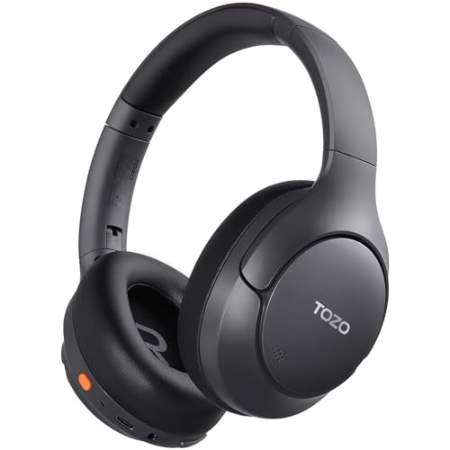 TOZO HT3 Hybrid Noise Cancelling Headphones, 90H Playtime Wireless Over Ear Bluetooth Headset, Spatial Audio AI Chat with 5 Mics, Supports Dual…