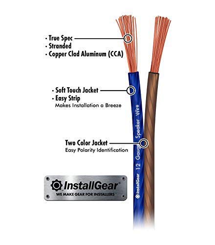 InstallGear 12 Gauge Speaker Wire 250ft Roll - Flexible - 12 Gauge Wire for Car Audio & Home Theater, Stereo, Outdoor Use - Copper Clad Aluminum, Blue