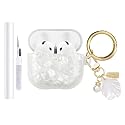 AIIEKZ Compatible with AirPods 4 Case Cover 2024,Soft TPU with Shell Pattern for AirPods 4th Generation Case with Pearl Shell Keychain and Cleaning