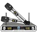 Boytone BT-48UM 100 Channels Wireless Microphone Dual Metal Professional UHF Cordless Dynamic Mic Handheld Microphone System, for DJ, Meeting, Party