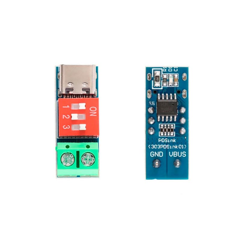 Mini PD Sink PD3.0/2.0, BC1.2 DC-DC Buck Converter Adjustable Power Supply Module 24V to 20V 15V 12V 9V 5V (2 Pack).