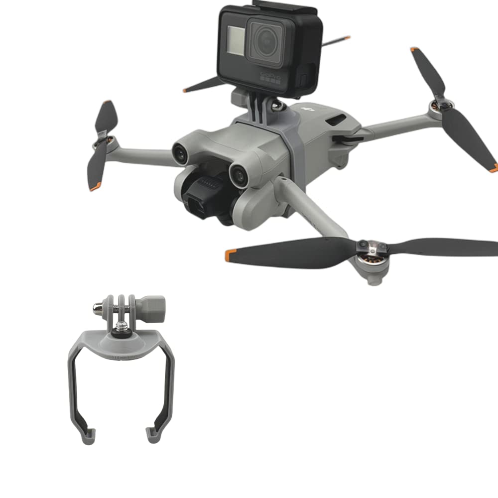 DPFHL Drone Top Camera Adapter Bracket Mount for DJI Mini 3 Pro for insta360 Action Camera Compatible with Gopro 8 9 10 Accessories, gray