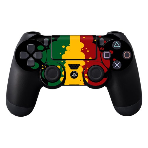 MightySkins Skin Compatible with Sony PS4 Controller - Rasta Flag | Protective, Durable, and Unique Vinyl Decal wrap Cover | Easy to Apply, Remove