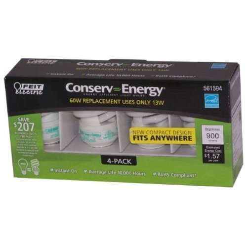 Feit 13w Energy Efficient Light Bulbs 60w Equivalent 4 Pack