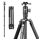 Fotopro 68" Carbon Fiber Travel Tripod, Heavy Duty Camera Tripod with Ball Head, Detachable Monopod with Quick Release Plate and Bag, Load up