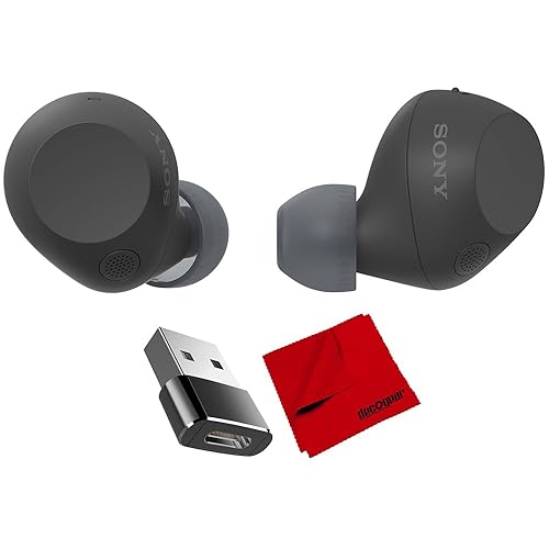 Sony WF-C710NB Truly Wireless Noise Canceling Earbuds Black Bundle with Deco Essentials Converter Adapter Type C Adapter, Type-C USB C Female…