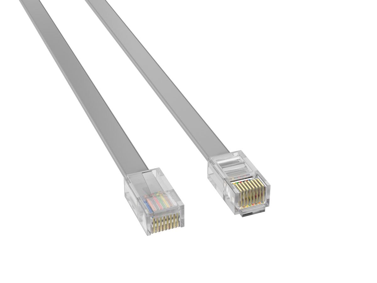 CableLeader 7ft RJ-45 8P8C Reverse Cat6 Ethernet Network Cable - Gold Plated, Telephone Line Flat Cord for Routers/Switches/Modems/VoIP Phones