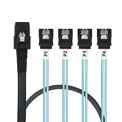 WLGQ Array Disk Cable Mini SAS 36Pin (SFF-8087) Male to 4 SATA 7Pin Female Cable, Mini SAS Host/Controller to 4 SATA Target/Backplane, 0.5M / 1.6FT