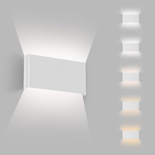 OMBRAT Modern LED Wall Sconce, 15W 5CCT 3000K-6500K, Dimmable Up Down Light, Hardwired Indoor Wall Light Fixture for Bedroom Hallway, 11 in, Sandy