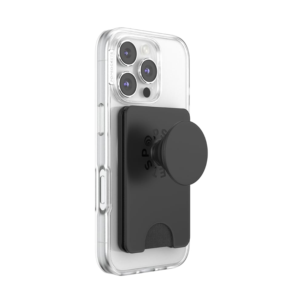 PopSockets Kick-Out Wallet for MagSafe, Adjustable Kickstand, Magnetic Stand - Black