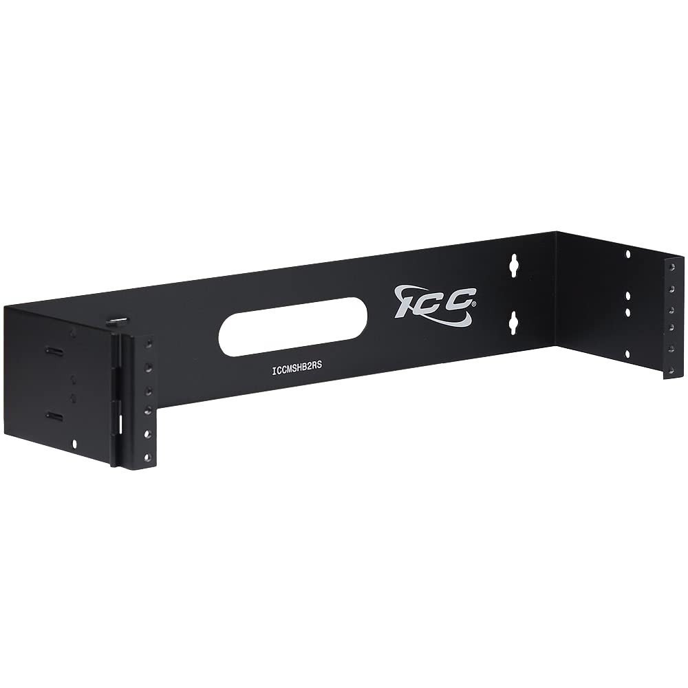 ICC 2U Hinged Wall Mount Rack Bracket, 6" Deep, 20 lb, Black, 1-Pack