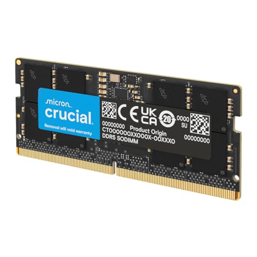 Crucial 16GB DDR5 RAM, 5600MHz (or 5200MHz or 4800MHz) Laptop Memory, SODIMM 262-Pin, Compatible with 13th Gen Intel Core and AMD Ryzen 7000