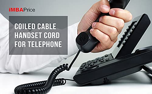 iMBAPrice (Pack of 2) Black Coiled Telephone Phone Handset Cable Cord, Coiled Length 3 to 12 feet Uncoiled (Value Pack)