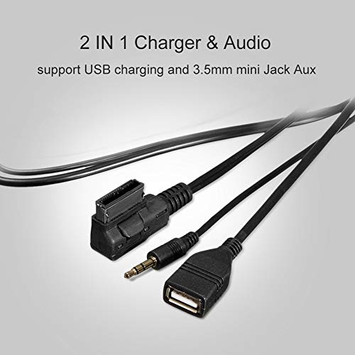 Keenso Audio AMI USB 3.5mm Aux Cable 3.5mm USB Adapter AMI MMI Audio Music Interface Cord Charger Cable for S5 Q5 Q7 A3 A4L A5 (1pc) (1 pc)