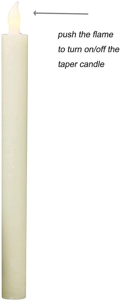 Rhytsing 10" Ivory Flameless Taper Candles with Timer, Battery Operated Dinner Candlesticks, Push-Activated, Textured Wax Finish, Warm White Light