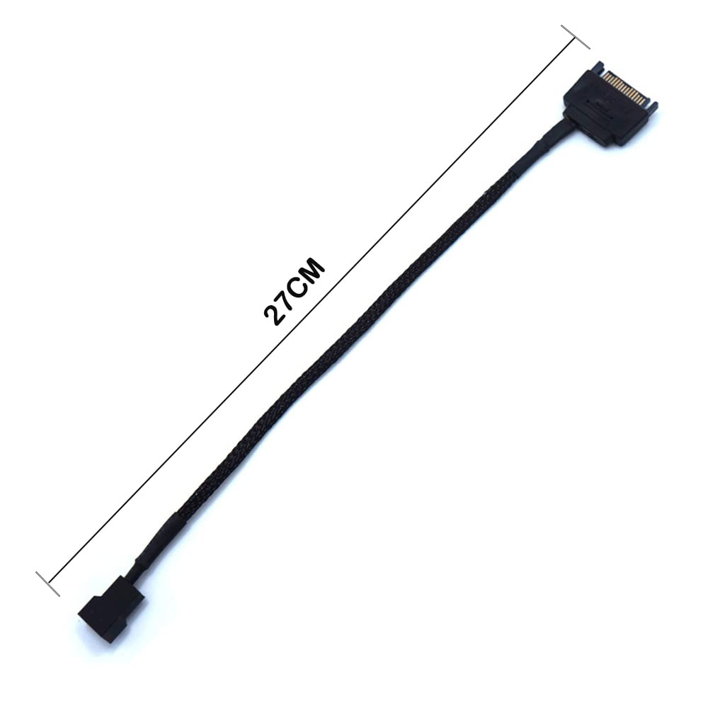 YiKaiEn SATA to 3 Pin / 4 Pin Fan Adapter, 15 Pin SATA to 12V PC Case Fan Splitter Extension Power Cable Adapter 10.6’’ 27cm (1 to 1)